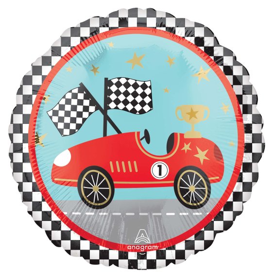 45cm Round Foil RACE Car #47873 - Each (Pkgd.)