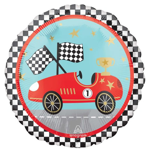 45cm Round Foil RACE Car #47873 - Each (Pkgd.)