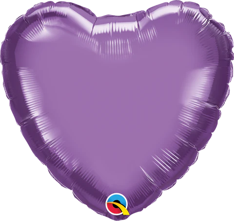 45cm Heart Foil Chrome Purple Plain #89643 - Each (Flat.)