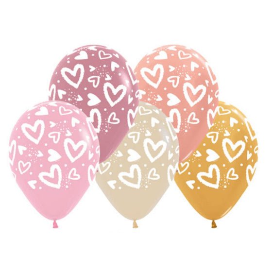 30cm Latex Bright HEARTS Assorted pack of 25  #20016641