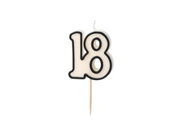 PD Candles 5.5cm Birthday #18 Black & White SCU16-18