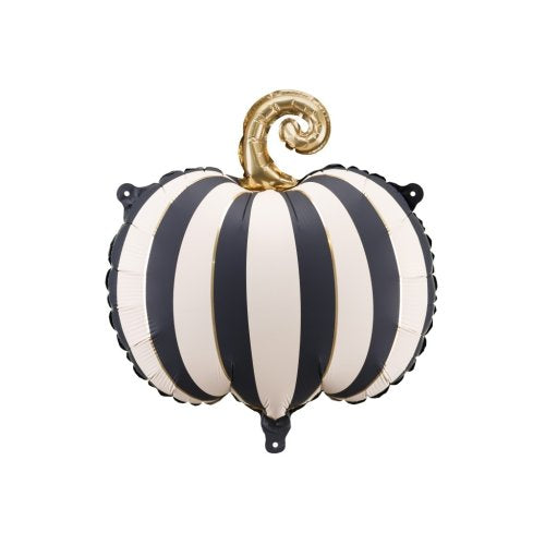 39cm x 38cm Foil Shape Striped PUMPKIN Cream & Black #FB305 - Each (pkgd.)