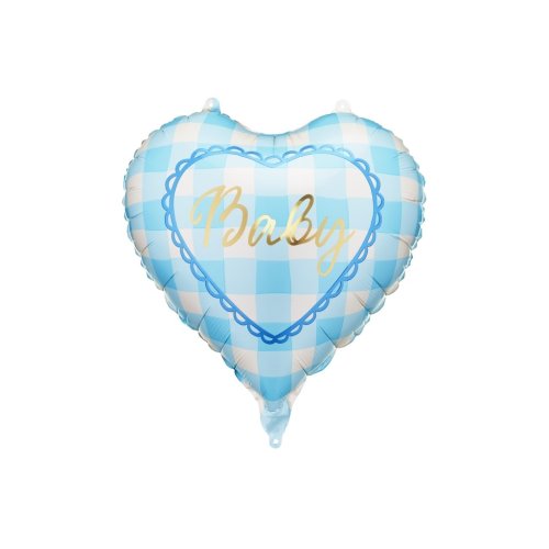 35cm Round Foil Heart BABY Light Blue #FB347 - Each (Pkgd.)