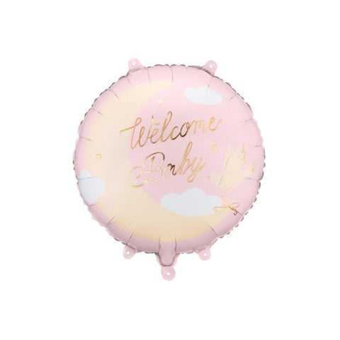 35cm Round Foil Welcome BABY Light Pink #FB350081J - Each (Pkgd.)
