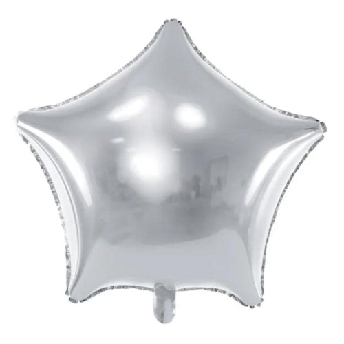 48cm Party Deco Star METALLIC SILVER Plain Foil #FB3M018 - Each (pkgd.)