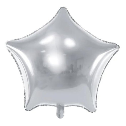 48cm Party Deco Star METALLIC SILVER Plain Foil #FB3M018 - Each (pkgd.)