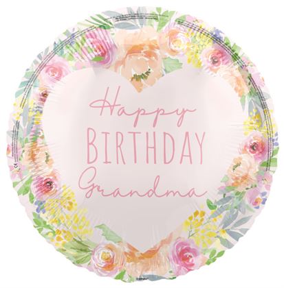 45cm Round Foil Happy Birthday GRANDMA #M81986- Each (Pkgd.)
