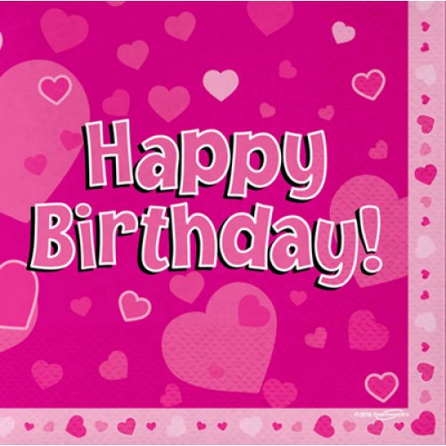 Napkin Printed Happy BIRTHDAY Pink 16 pk 634862