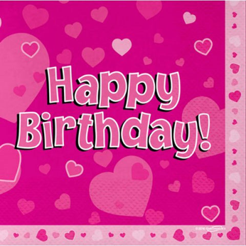 Napkin Printed Happy BIRTHDAY Pink 16 pk 634862