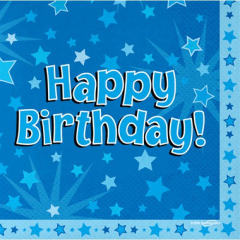 Napkin Printed Happy BIRTHDAY Blue 16 pk 635197