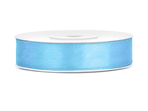 SATIN Ribbon Party Deco 25m long x 12mm wide SKY BLUE #TS12-011 - Each
