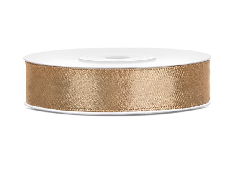 SATIN Ribbon Party Deco 25m long x 12mm wide LIGHT GOLD #TS12-019J - Each