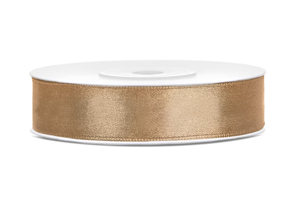 SATIN Ribbon Party Deco 25m long x 12mm wide LIGHT GOLD #TS12-019J - Each