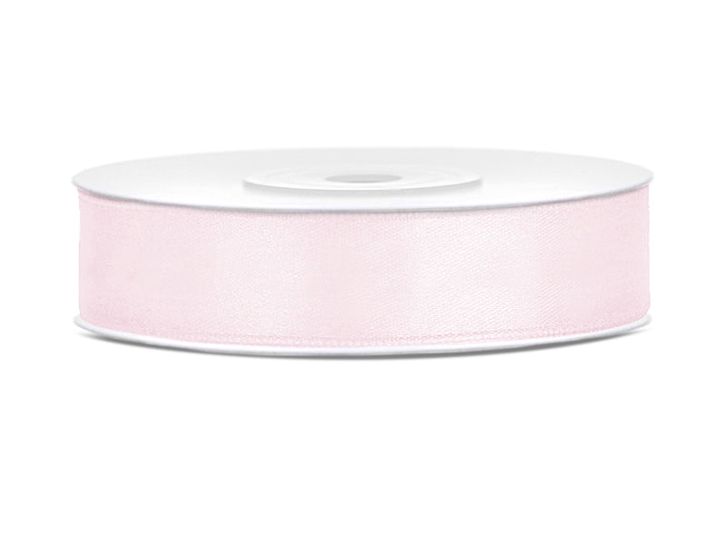 SATIN Ribbon Party Deco 25m long x 12mm wide LIGHT POWDER PINK #TS12-081PJ - Each