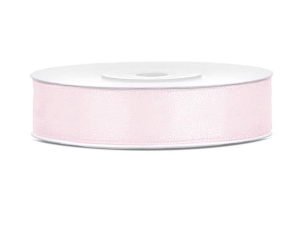 SATIN Ribbon Party Deco 25m long x 12mm wide LIGHT POWDER PINK #TS12-081PJ - Each