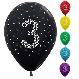 30cm Latex AGE 3 METALLIC Assorted Bag 50 #59620955