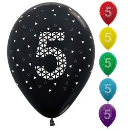 30cm Latex AGE 5 METALLIC Assorted Bag 50 #59620961