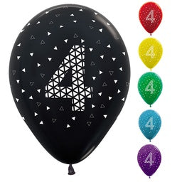 30cm Latex AGE 4 METALLIC Assorted Bag 50 #59620958