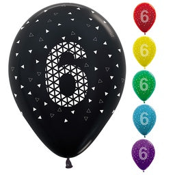 30cm Latex AGE 6 METALLIC Assorted Bag 50 #59620964