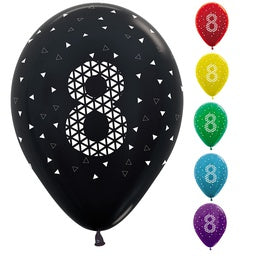 30cm Latex AGE 8 METALLIC Assorted Bag 50 #59620970