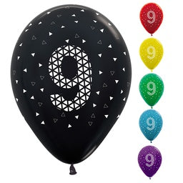 30cm Latex AGE 9 METALLIC Assorted Bag 50 #59620973