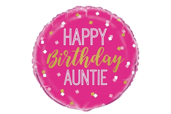45cm Round Foil Happy Birthday AUNTIE #M54039 - Each (Pkgd.)