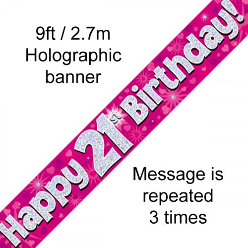 2.7m BANNER Happy 21st Pink #AP109419