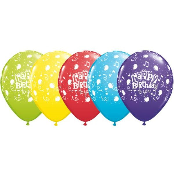 28cm Round Special Assorted Happy Birthday To You Balloons #11853 - Pack of 50