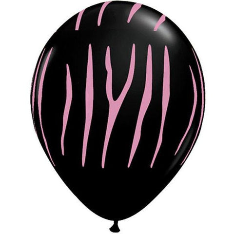28cm Round Onyx Black Zebra Stripes (Pink) #12514 - Pack of 50 SPECIAL ORDER ITEM