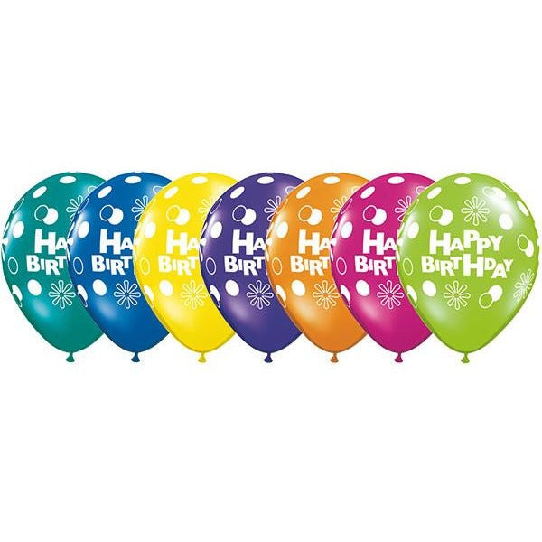 28cm Round Fantasy Assorted Birthday Polka Dots & Circles #12577 - Pack of 50