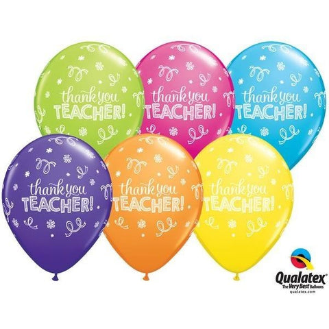 28cm Round Latex Tropical Assortment Thank You Teacher #13832 - Pack of 50