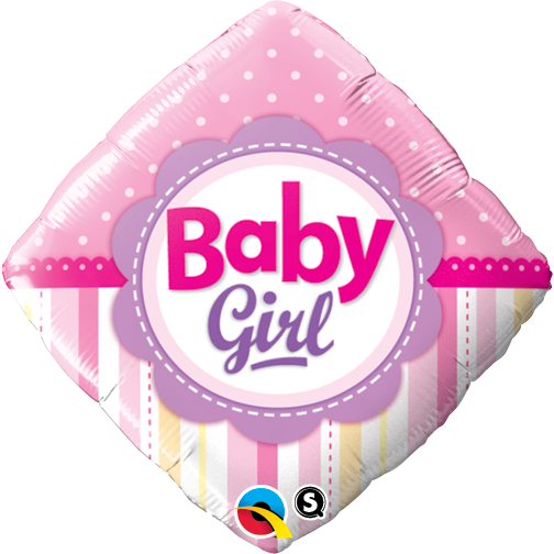 45cm Diamond Foil Baby Girl Dots & Stripes #14400 - Each (Pkgd.)