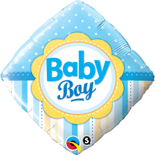 45cm Diamond Foil Baby Boy Dots & Stripes #14637 - Each (Pkgd.)