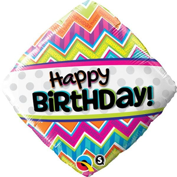 45cm Diamond Foil Birthday Chevron Patterns #14687 - Each (Pkgd.)