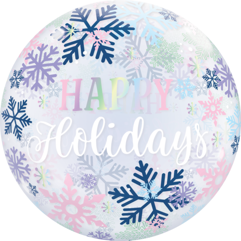 56cm Single Bubble Happy Holiday Snowflakes #14834 - Each