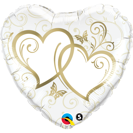 45cm Heart Foil Entwined Hearts Gold #15668 - Each (Pkgd.)