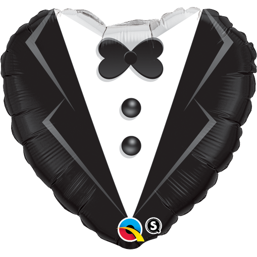 45cm Heart Foil Wedding Tuxedo #15784 - Each (Pkgd.) SPECIAL ORDER ITEM