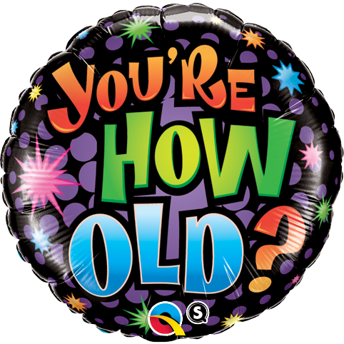 45cm Round Foil Birthday-You'Re How Old? # 16785 - Each (Pkgd.) SPECIAL ORDER ITEM