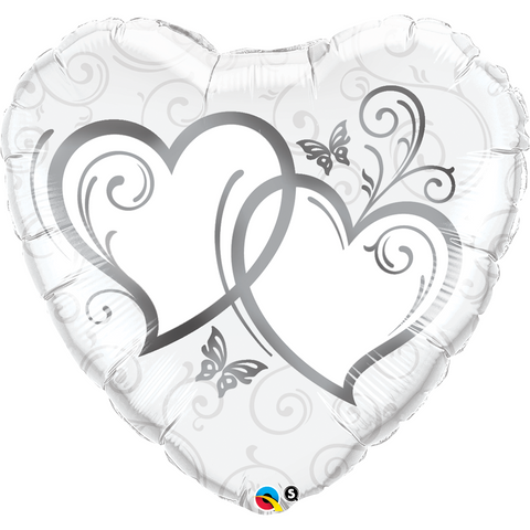 90cm Heart Foil Entwined Hearts Silver SW #17239 - Each (Pkgd.) SPECIAL ORDER ITEM