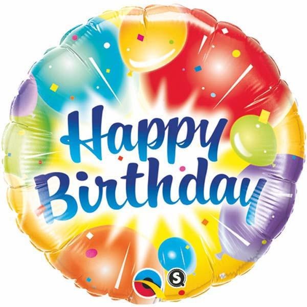 45cm Round Foil Birthday Balloons Ablaze Blue #18158 - Each (Pkgd.)