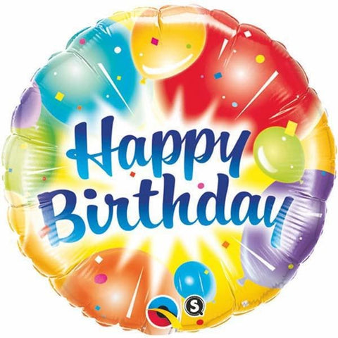 45cm Round Foil Birthday Balloons Ablaze Blue #18158 - Each (Pkgd.)