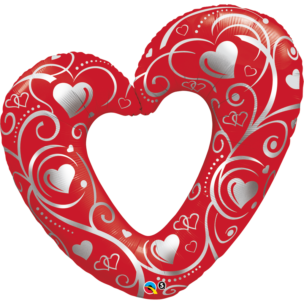 105cm Shape Foil Hearts & Filigree Red SW #16441 - Each (pkgd.) SPECIAL ORDER ITEM