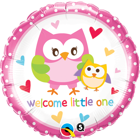 45cm Round Foil Welcome Little One Owls #18436 - Each (Pkgd.) SPECIAL ORDER ITEM