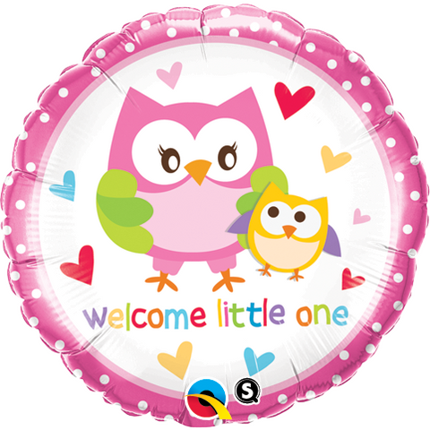45cm Round Foil Welcome Little One Owls #18436 - Each (Pkgd.) SPECIAL ORDER ITEM
