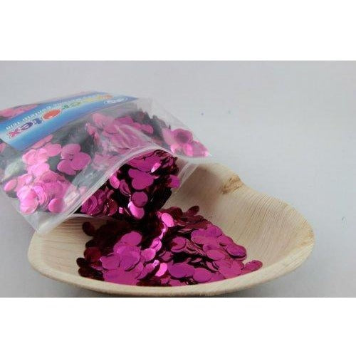 Confetti 1cm Metallic Hot Pink 250 grams #204605 - Resealable Bag