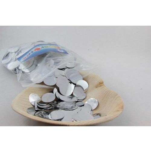 Confetti 2.3cm Metallic Silver 250 grams #204622 - Resealable Bag