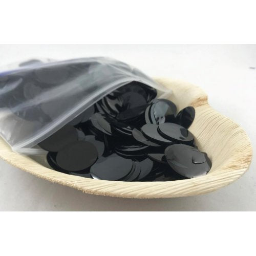 Confetti 2.3cm Metallic BLACK 250 grams #204630 - Resealable Bag