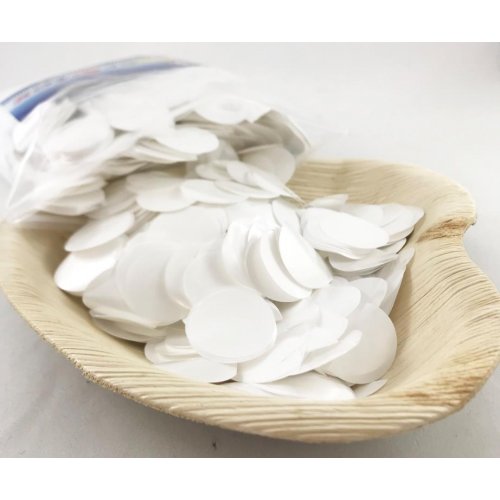 Confetti 2.3cm Metallic White 250 grams #204631 - Resealable Bag