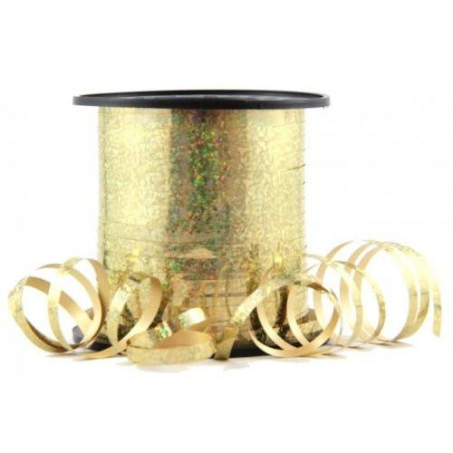 Ribbon Curling Holographic Gold 225 metres long x 5mm wide #205242 - Each