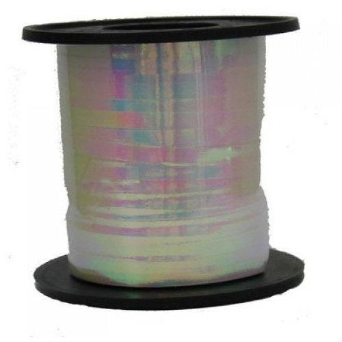 Ribbon Curling Holographic Iridescent White 225 metres long x 5mm wide #205250 - Each